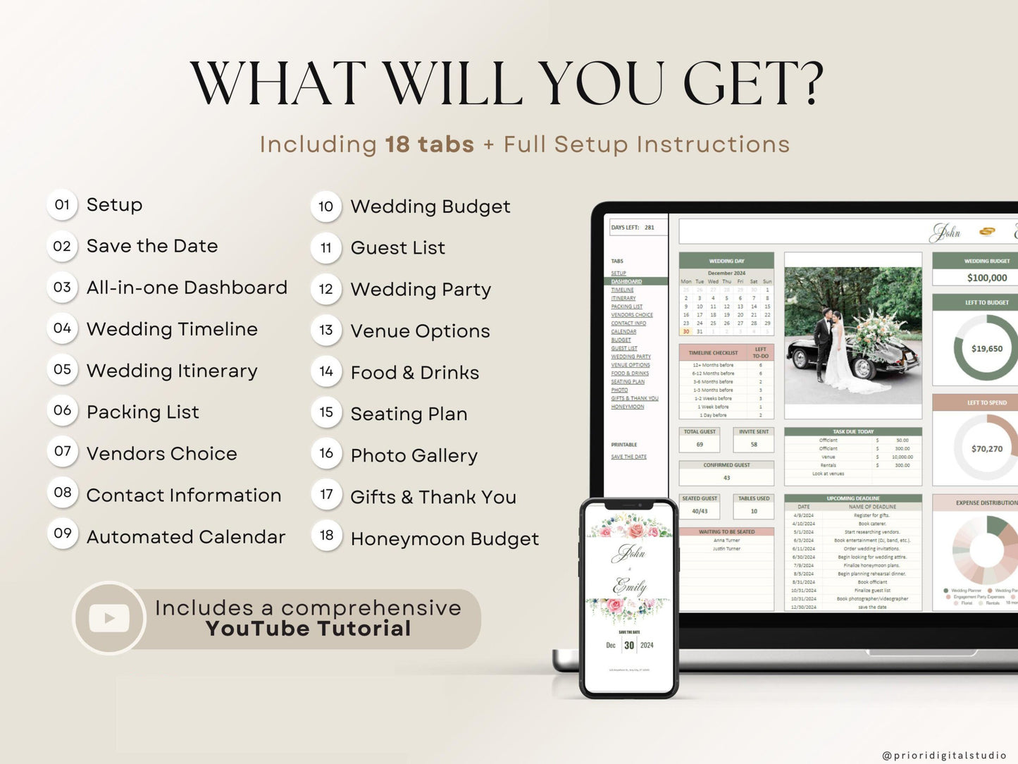 The Ultimate Wedding Planner Spreadsheet Google Sheets & Excel + BONUS
