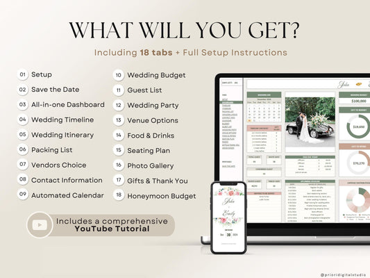 The Ultimate Wedding Planner Spreadsheet Google Sheets & Excel + BONUS